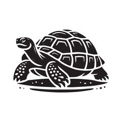 Black Color Tortoise silhouette design Vector Illustration, Solid White Background (5).eps
