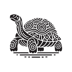 Black Color Tortoise silhouette design Vector Illustration, Solid White Background (7).eps