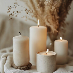 minimalistic bohemian style candles