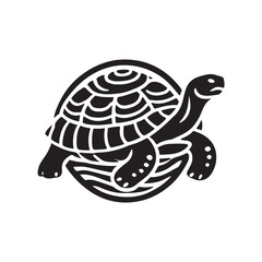 Black Color Tortoise silhouette design Vector Illustration, Solid White Background (10).eps