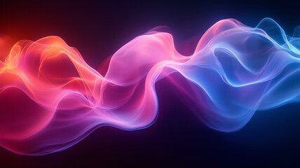 An abstract image featuring dynamic, flowing light trails in shades of pink, blue, and purple on a black background. The image is modern and visually arresting.