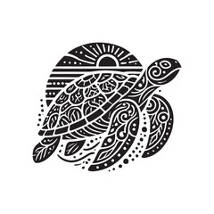 Black Color Turtle silhouette design Vector Illustration, Solid White Background (7).eps