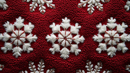 A red background with snowflake pattern.
