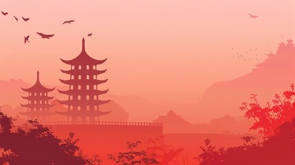 Painting_Oriental_Fantasy_landscape_chinese_temple