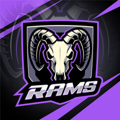Rams head esport mascot logo design