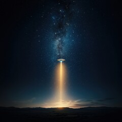 Mysterious UFO Beam in Night Sky with Stars