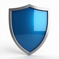 Blue shield with a gray border on a white background