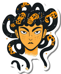 Stylized Medusa Portrait with Snakes as Hair