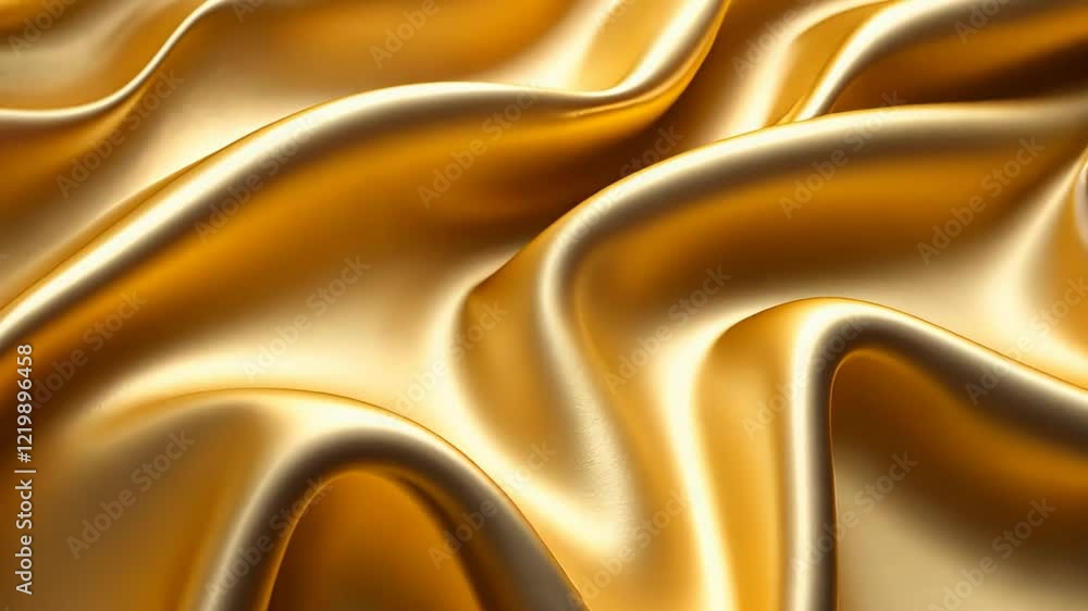 Poster Luxurious golden waves flow undulating softly in an elegant display of shimmering silk texture. Generative AI
