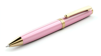 Elegant pink ballpoint pen with gold accents. Perfect for writing notes, signing documents, or adding a touch of sophistication to your desk.