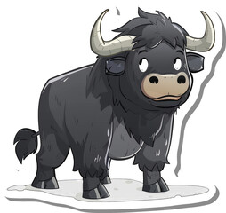 A Cartoon Illustration Of A Friendly Black Yak