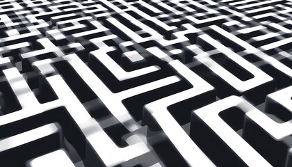 Abstract three dimensional black and white maze illustration
