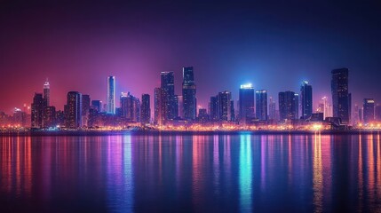 Fototapeta premium Futuristic Night Skyline of Mumbai Maharashtra India