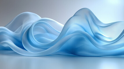An abstract image with flowing blue and white waves creating a soft, elegant design.