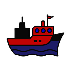 Obraz premium Colorful cartoon-style ship icon