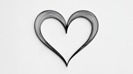Stylized black heart shape with intricate lines on a white background., Valentine day concept