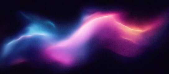 Abstract Dark Purple Blue Black Background with Glowing Gradient Vibrant Wave Texture and Ethereal Light Effects