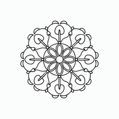 abstract floral ornament, pattern Mandala of thin lines isolated on white background