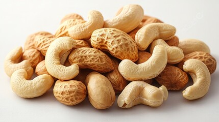 Pile of cashews and other nuts.