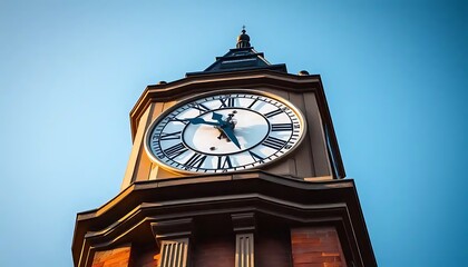 Brick Clock Tower With Roman Numeral Clock Face