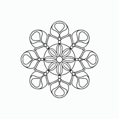 abstract floral ornament, pattern Mandala of thin lines isolated on white background