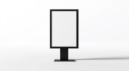 Blank black vertical freestanding billboard mockup on white background.