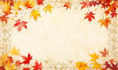 Obraz premium Autumn's Canvas: High-Definition Yellow Backdrop with Maple Leaf Elegance,高精細な黄色の背景に広がる秋の優雅な紅葉.Generative AI