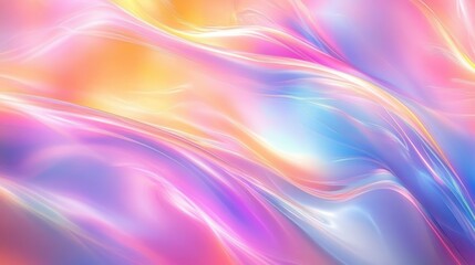 Iridescent Abstract Design with Dreamlike Atmosphere and Smooth Curves in Neon Pastel Colors