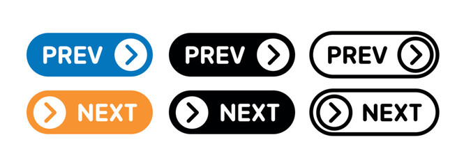 Previous and next icon navigation buttons. Prev, next. Can used for web design element, social media feed, prsentation, etc