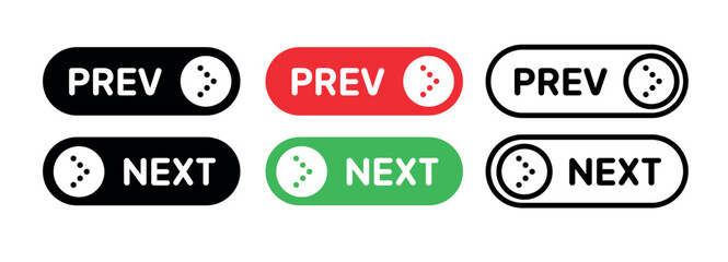 Previous and next icon navigation buttons. Prev, next. Can used for web design element, social media feed, prsentation, etc