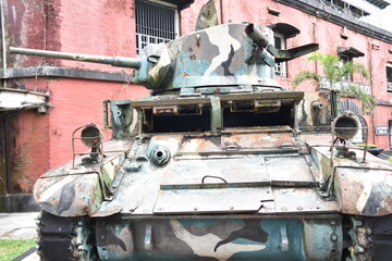 Old tank in front of Fort Van Der Wijck in Gombong City, Central Java, Indonesia. Built in 1818 in...