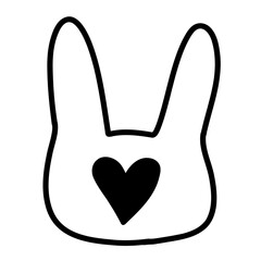 Cute easter rabbit bunny head spring season love heart doodle forest animals illustration icon svg transparent nursery clipart button