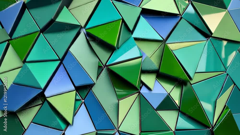Poster colorful geometric patterns create a mesmerizing visual display in vibrant shades of green and blue.