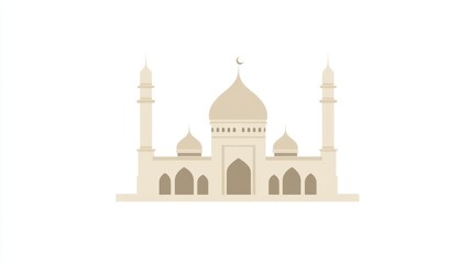 Fototapeta premium Serene Mosque: A Minimalist Architectural Illustration