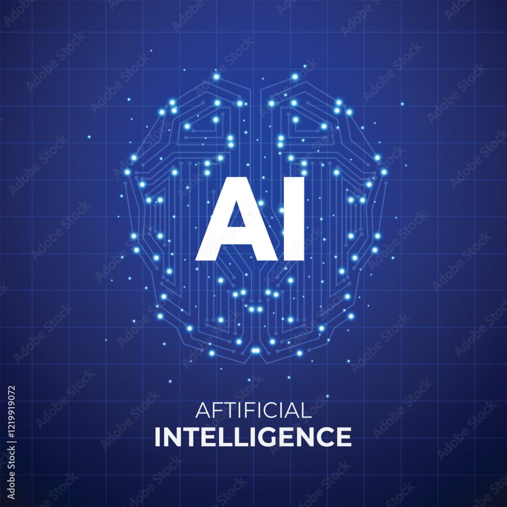 Aufkleber artificial intelligence poster concept.ai virtual technology web background with neural network tech
