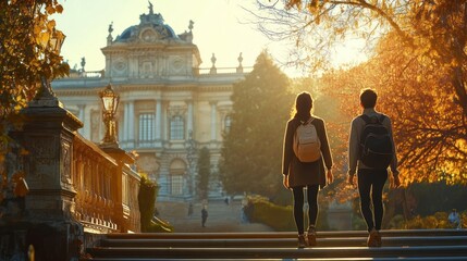 Portrait of Chinese Students Studying Abroad on American European Campus