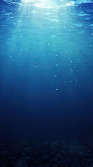 Underwater scene with light rays and bubbles