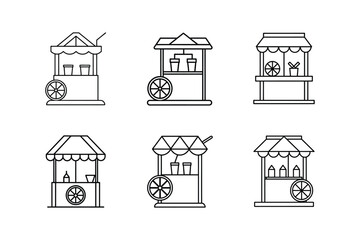 lemonade stand line art vector illustration