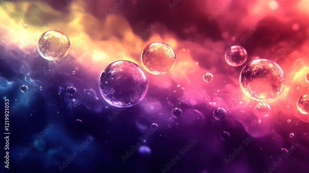 Poster abstract background with colorful bubbles and glow.