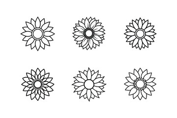 sunflower icon line art vector illustration