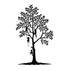 Fototapeta premium Children Climbing Tree Vector Logo Design