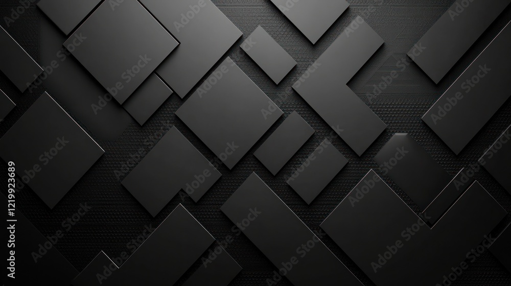 Poster abstract geometric pattern of black squares and rectangles with a subtle textured background.