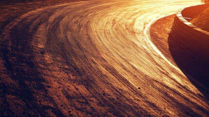 Obraz premium Aerial Perspective of Curving Track at Sunset