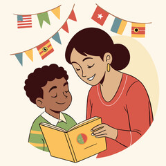 Mother and son International mother language day