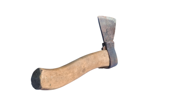 old working axe with rust on the blade