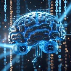 Futuristic AI Brain with Digital Neural Network