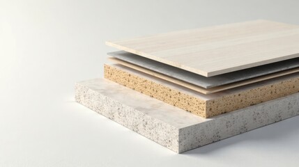 Layered Composite Material  A Detailed Cross-Section Revealing Internal Structure and Diverse Components