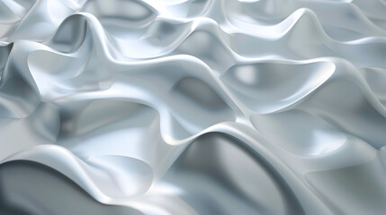 Obraz premium Abstract waves of smooth, reflective material create a fluid, dynamic texture.
