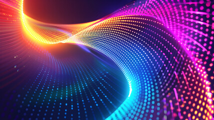 A vibrant wave of colorful dots creating a dynamic abstract pattern.
