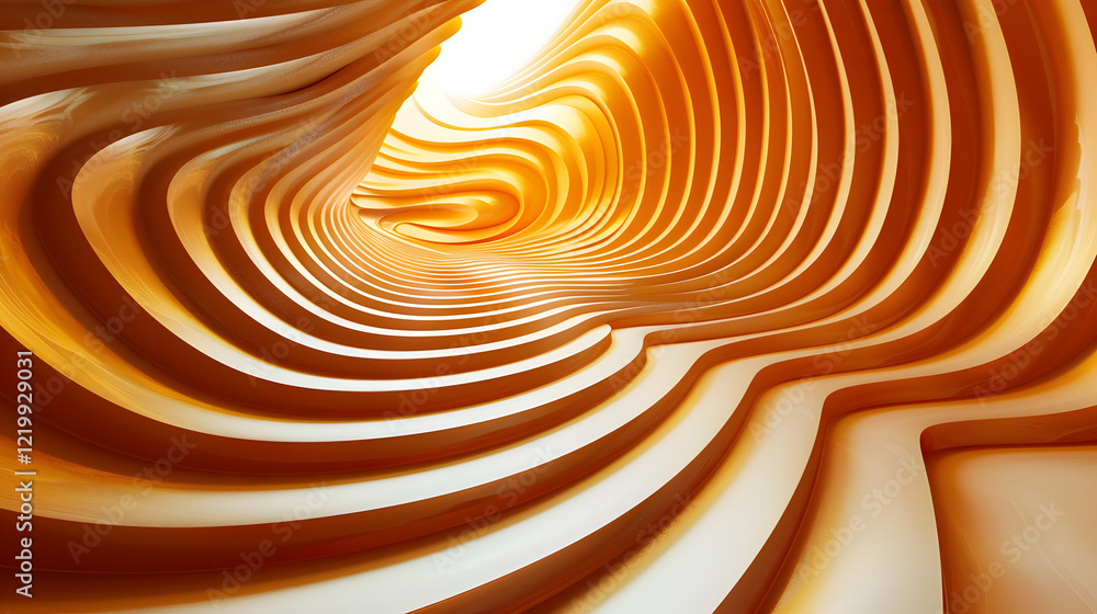 Poster abstract swirling patterns in warm orange tones, creating a sense of depth and movement.